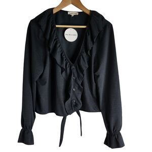 Black Ruffle Blouse